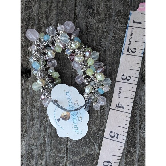 Vintage Sterling Silver Gemstone & Pearl Bracelet, Romantic Gift, Beachy Jewelry - Picture 10 of 10